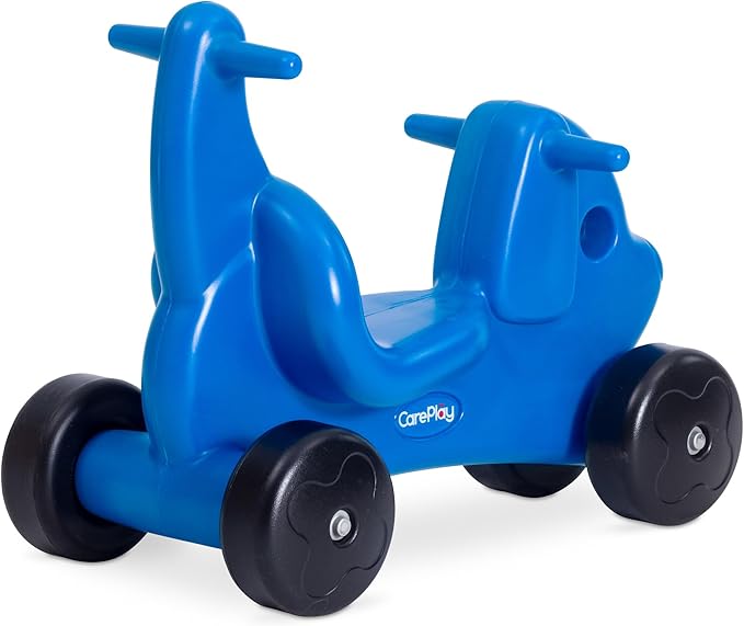 CarePlay Puppy Ride-On Toy, 2-in-1 Design with Push Handles, Walker & Ride-On Toys for Toddlers, 1-3 Year Old Boys & Girls, Low Seat, Durable Polyethylene Body, 50 lbs Capacity, Blue