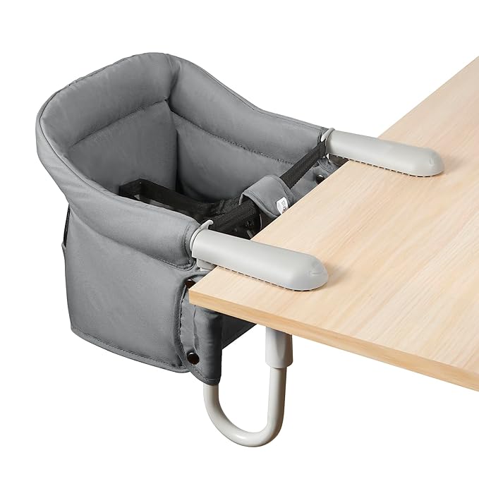 PandaEar Hook On High Chair| Baby Portable High Chair for Travel| Table High Chair Clip On Baby Eating Chair Booster Seat for Dining (Grey)