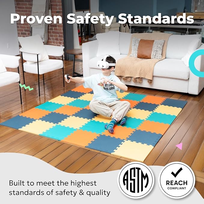 MioTetto Baby Play Mat, Soft Foam Floor Tiles for Kids. Adjustable Interlocking Foam Tiles, Fits with 74x74 Playpen Baby mat for Crawling & Development, Safe & Non-Toxic Playmat for Babies 6-12 Months