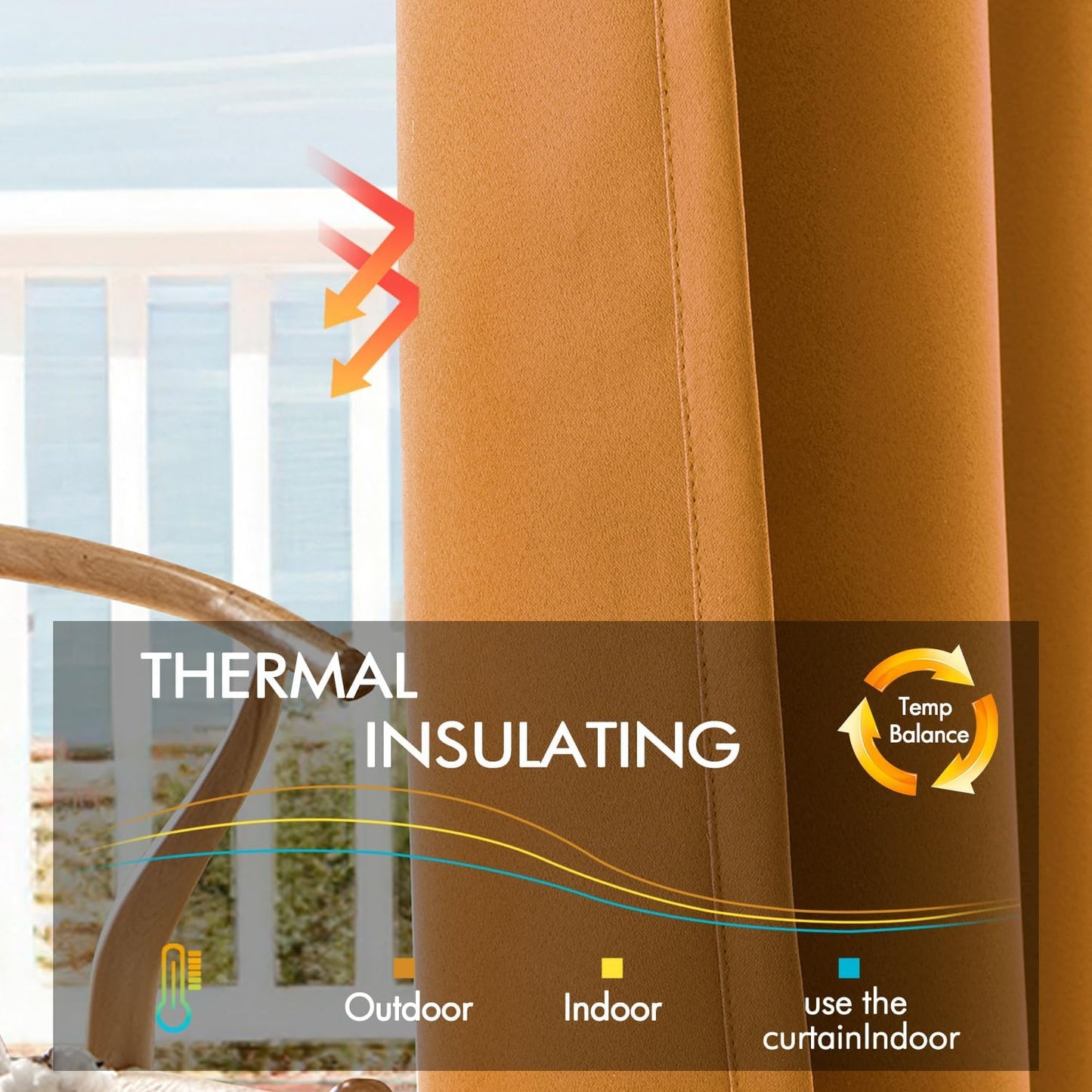 ANRODUO Back Tab Blackout Curtains for Bedroom Living Room, Rod Pocket Pinch Pleated Thermal Insulated Room Darkening Curtains 84 Inches Long 2 Panels, Mustard Yellow, 42 x 84 Inch