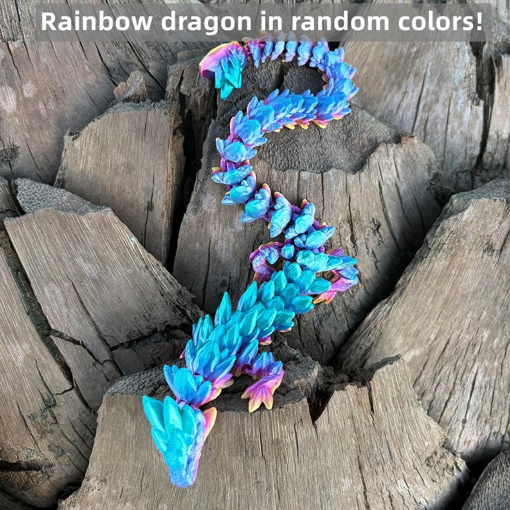 3D Printed Dragon 12inch Gemstone Dragon Dinosaur Christmas Fidget Toy Gifts for Adults Easter Basket Stuffers（12" gem Dragon）