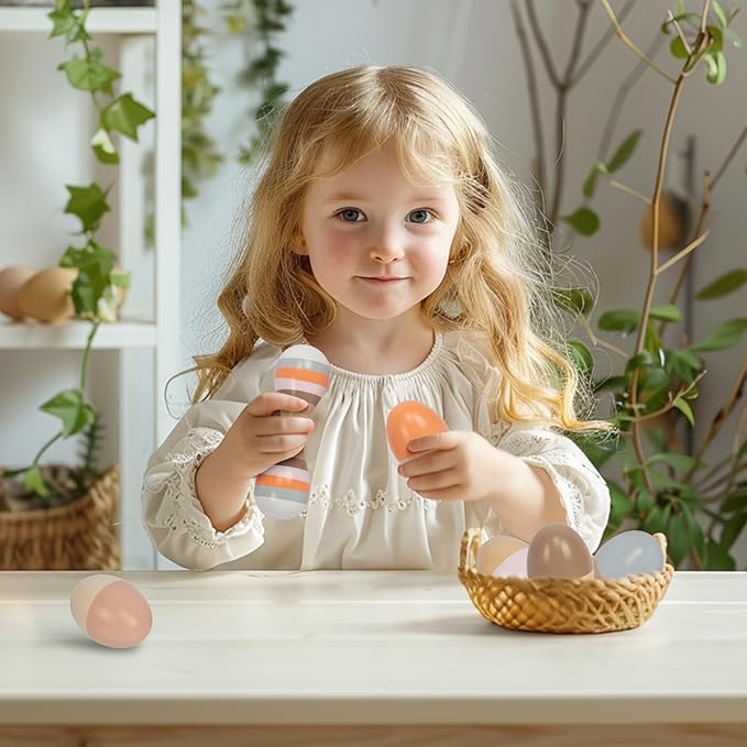 5 Pcs Wooden Baby Egg Shakers Hand Musical Maracas Percussion Instruments for Toddlers Kids