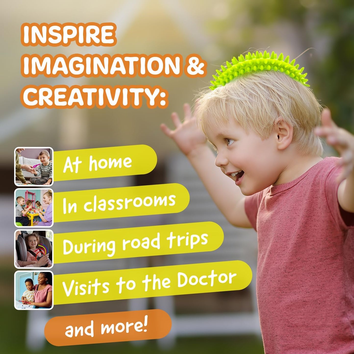 IMPRESA Spiky Sensory Rings from The Original Monkey Noodle - 3 Pack - Fidget Bracelet Toys for Kids with Unique Needs - Fosters Creativity, Focus, & Fun-Great for Classrooms, Home & Playtime Age 3+