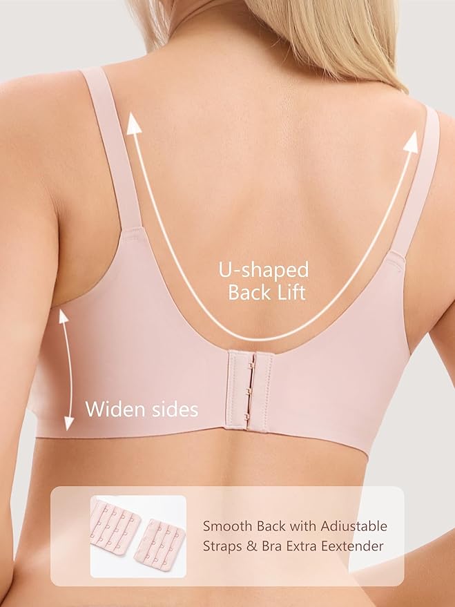 Angelhood 3 Pack Nursing Bras for Breastfeeding Seamless Pregnancy Maternity Bra Wireless Sleep Bralette with Extenders