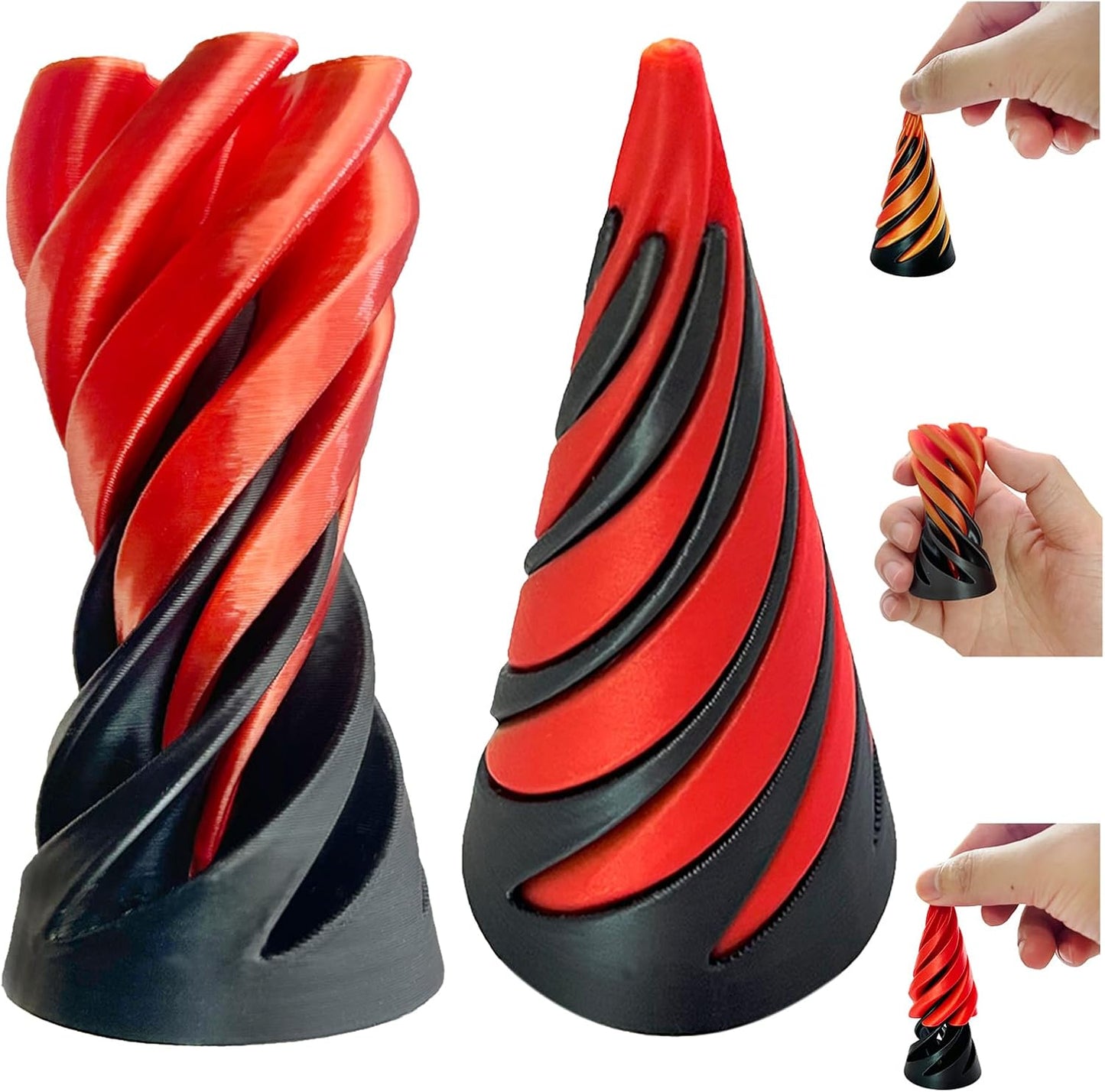 Spiral Cone Fidget Toy, 3D Printed Spiral Cone Toy, Impossible Cone Toys, Pass Through Pyramid Fidget Toy, Mini Vortex Thread Illusion, Spiral Decompression Push Toys (Cone)
