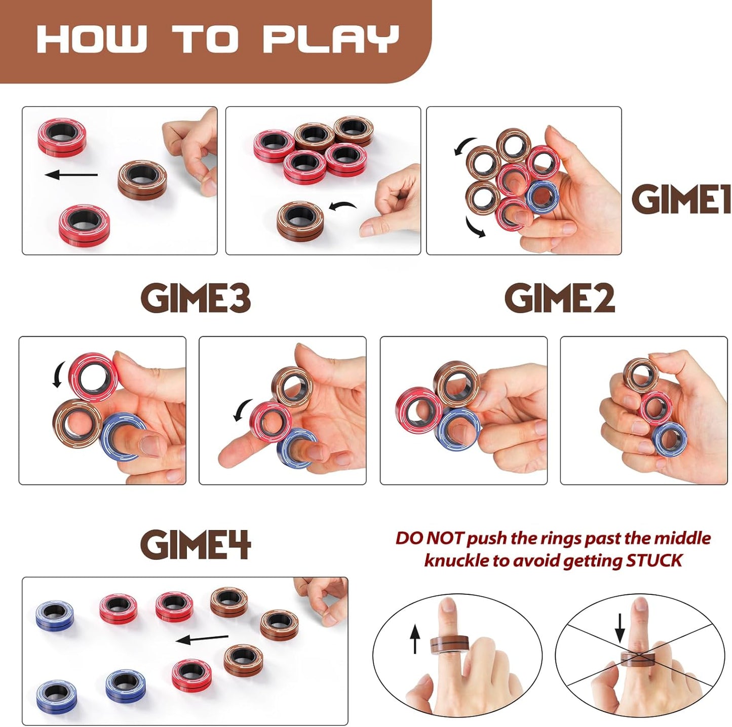 12Pcs Magnetic Rings Fidget Toy for Adult, Idea ADHD Anxiety Magnetic Fidget Toys Set Fidget Spinner Rings for Relief, Gifts for 8 9 10 11 12 13+ Year Old Boy Girl Teen