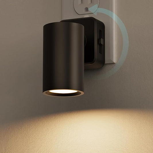 Briignite Night Lights Plug into Wall, 320° Rotation Plug in Night Light, Dusk to Dawn Nightlight, Dimmable Soft White 1W Led Night Light for Bedroom, Spot Light, Kids Room, Stair