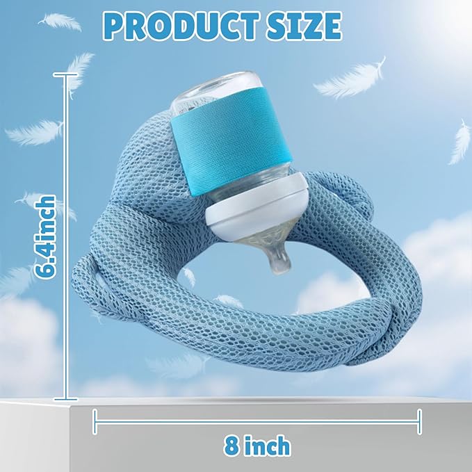 Bottle Holder Pillow, Plush Feeding Support Pad - Relieve Hand & Wrist Soreness, Adjustable Nursing Pillow, Blue