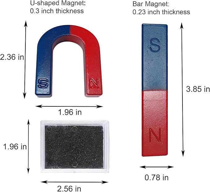 Physics Science Kids Magnet Kit for Education Experiment School Home,Including Educational Bar Magnets/Horseshoe Magnets/Magnetic Powder for Kids Students Teachers