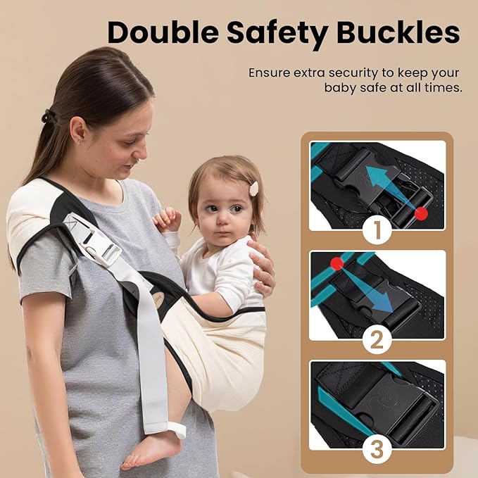 Baby Carrier Newborn to Toddler, Baby Sling Carrier, Toddler Carrier 25-60 lbs with Adjustable Straps, Soft Padded Edges, Lightweight and Travel-Friendly Newborn Baby Carrier