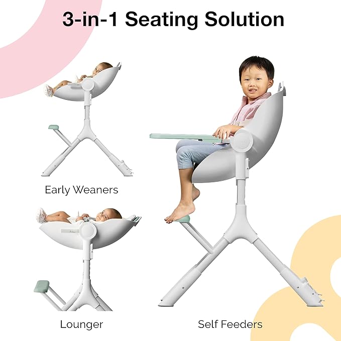 ORIBEL Cocoon Z High Chair & Seat Liner Combo | Convertible High Chair for Newborn to Toddler | Easy Move Gliders | Easy to Clean | Avocado Green