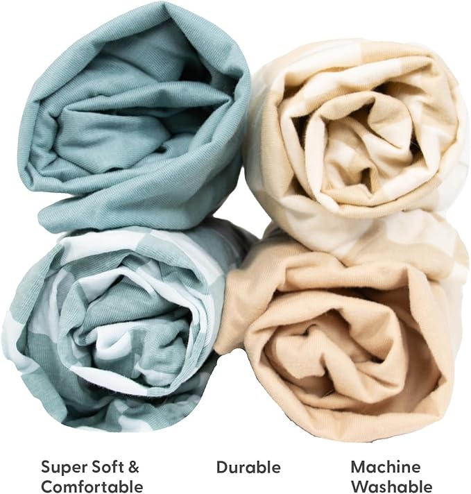 The Peanutshell Baby Organic Bassinet Sheets 4-Pack for Boy or Girl - Ultra Soft & Rectangle Unisex Baby Sheet, 100% Jersey Cotton, Fitted Covers for Crib, Halo Bassinet Mattress