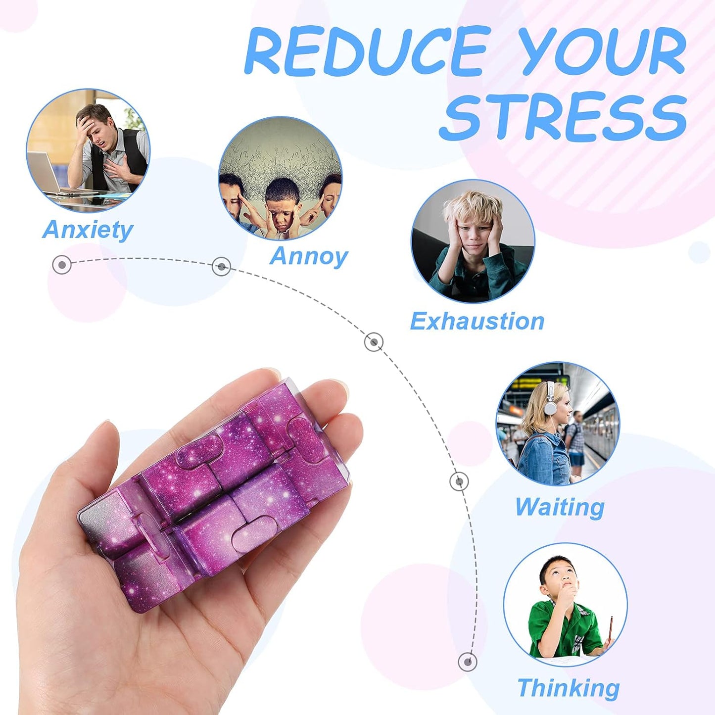 Galaxy Cubes Bulk Toys Gifts Space Astronaut Sensory Stress Anxiety Relief Cool Hand Mini Kill Time Cube Toys Party Favors Stuffers for ADHD Teens Adults, 5 Styles(Fresh Style,30 Pieces)