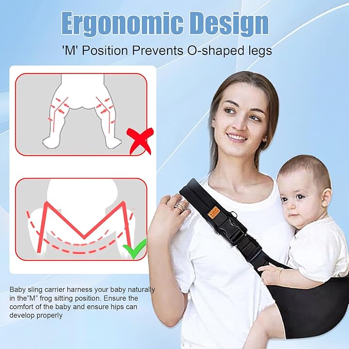 Baby Sling Carrier 2025 Baby Carrier Newborn to Toddler Sling Lightweight Baby Carrier Sling with Adjustable Straps Toddler Carrier Baby Wrap Sling for 10-30 lbs(Black)