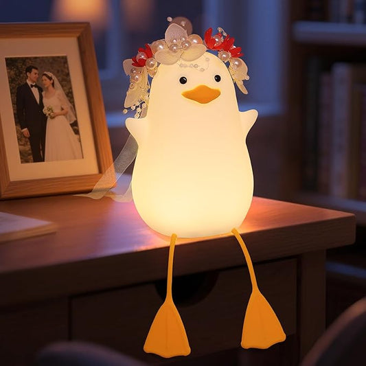 Bride Duck Night Light, Bridal Shower Gifts, Wedding Gifts for Bride/Groom with Timer & Dimmer & Rechargeable for Table Decor, Elegant Gift for Newlyweds, Anniversary, Engagement for Him Her Women Men