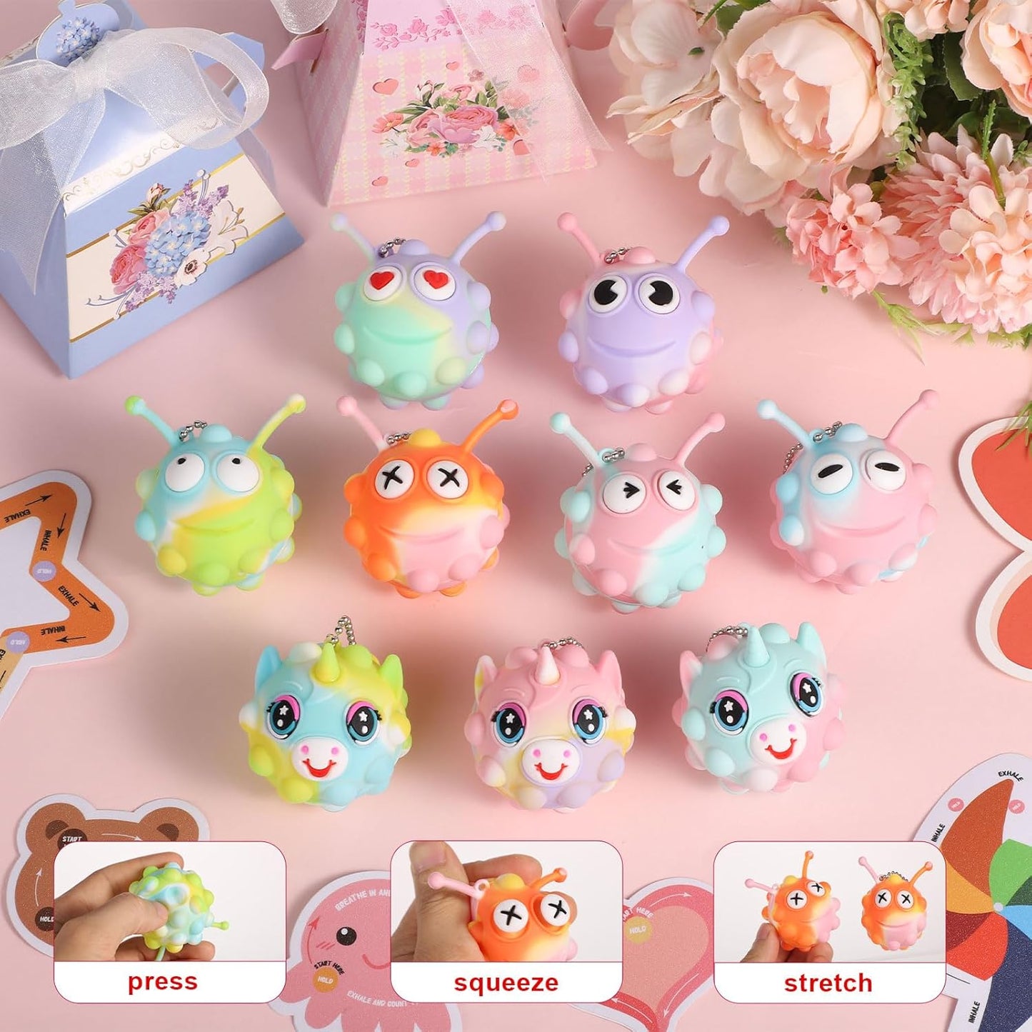 9pcs Animal Pop Balls Party Favors for Kids, Interesting 3D Pop Balls Its Fidget Toys Animal Pop Balls Fidget Toys for Kids Carnival Prizes Ideal Kid Prizes Party Favors