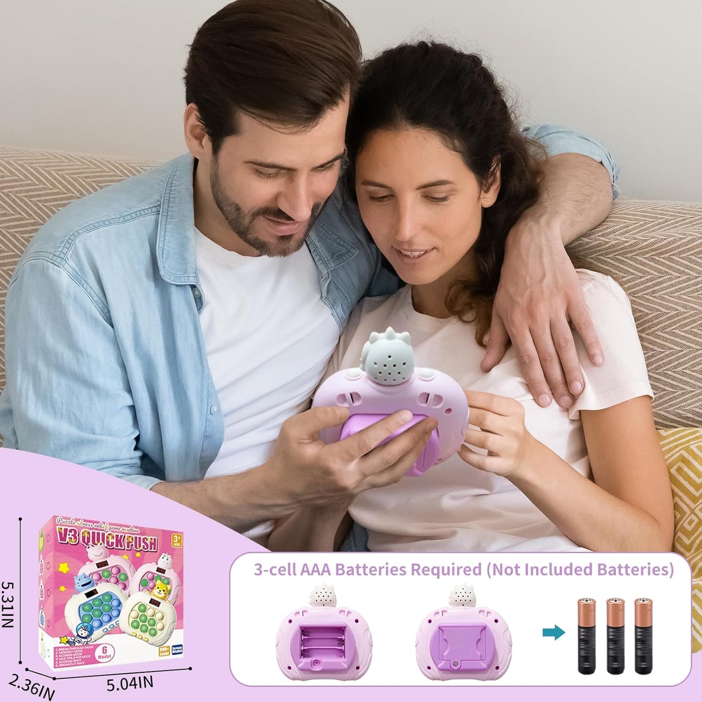 Pop Quick Push Game Light Up Fidget Toys Handheld Puzzle Press Popping Game Console for Kids Ages 3+ Adult Unicorn