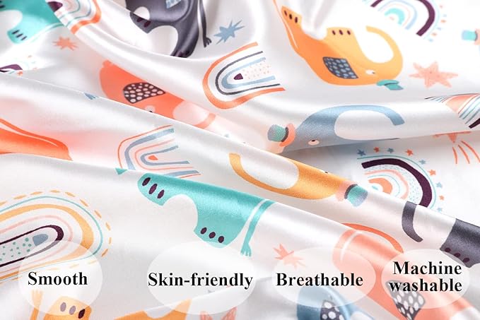 Bassinet Sheet Set 2 Pack Satin Ultra Soft Silk Fit for Rectangle, Hourglass, Oval Bassinet Mattress Protect for Baby Hair and Skin Cradle or Bassinet Sheets, Elephant & Rhino Lion