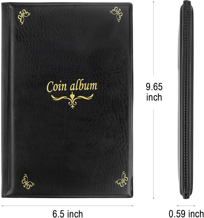 150 Pockets Coin Album, Penny Collecting Book, Souvenir Coins Collection Holder, Ideal for Pressed Pennies Passport, Hobby Coin Collector, Money Specie Display Storage Case (English, Black)