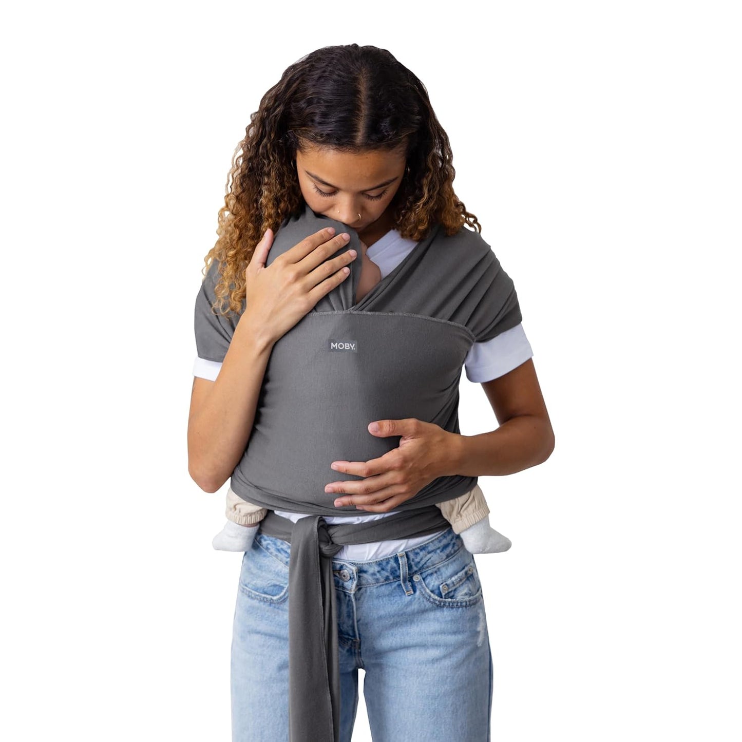 Moby Basics Baby Wrap Carrier for Newborns to Toddlers (8-33lbs), Infant Sling Carrier, Lightweight & Hands Free Design, Adjustable for All Body Types (Everyday Gray)