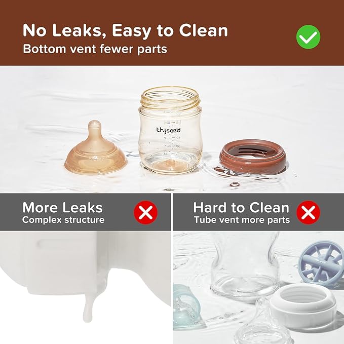 Thyseed PPSU Natural Anti-Colic Baby Bottles | Newborn Breast Like Nursing Bottle for Breastfed Babies with Nipple(2-3 Months),5oz,1pack