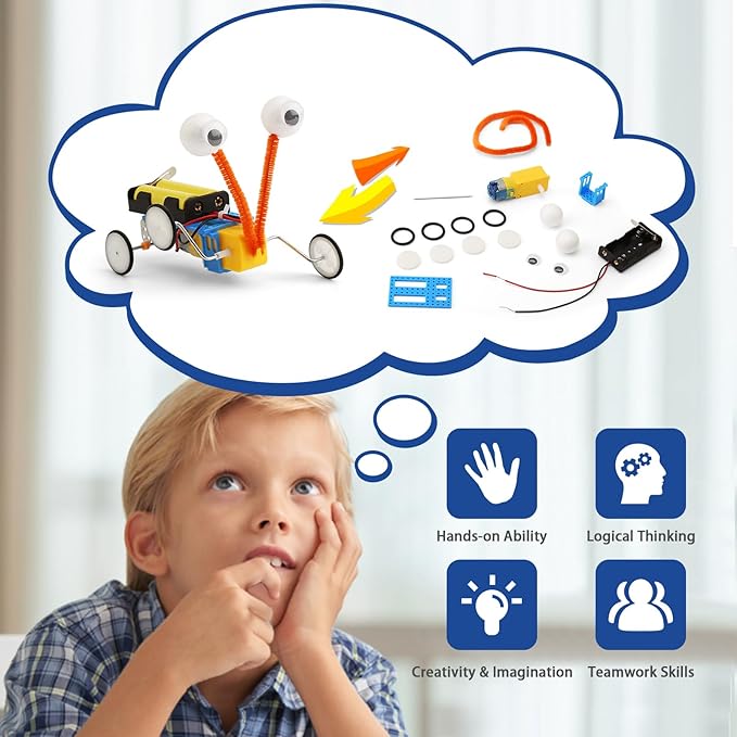 4 Set Bulk Robot Kits for Kids 6-8 8-12, STEM Crafts Robotics Science Projects STEM Toys for Boys Girls, Electronics Building Craft Kit Classroom Activities 1st 2nd 3rd Grade 6 7 8 9 10 11 12 Year Old