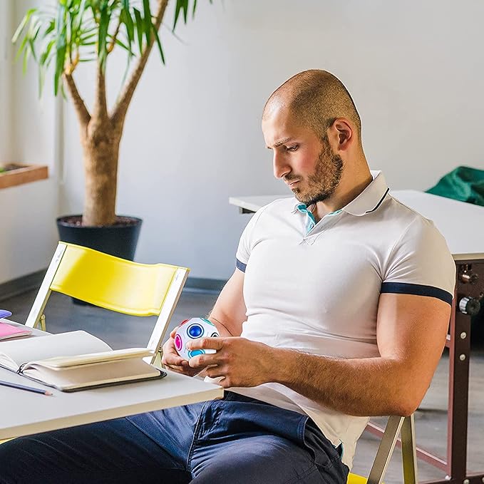 Vdealen Magic Rainbow Puzzle Ball, Fidget Ball Puzzle Brain Teaser Fidget Toy for Boys & Girls- Birthday Party Easter Valentines Christmas Stocking Stuffers for Kids Teen & Adults(Off White)