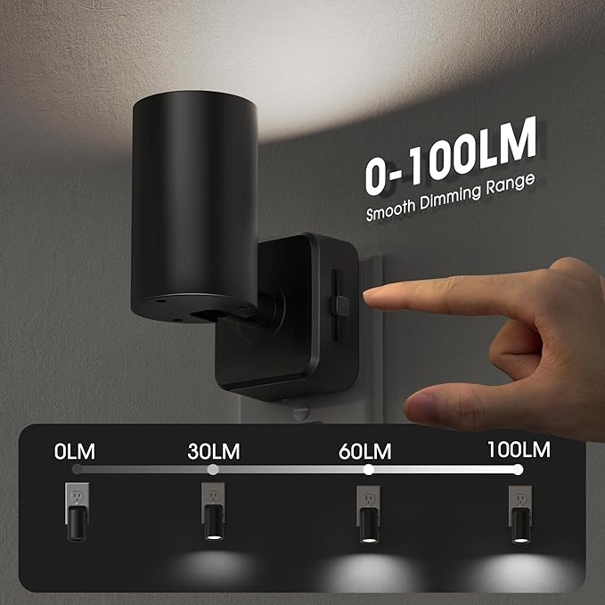 Night Lights Plug into Wall, 320° Rotating Night Light Plug in, Dusk to Dawn Sensor Dimmable Nightlight, Daylight White, 1W Led Night Light for Bedroom, Spot Light, Kids Room, Stair