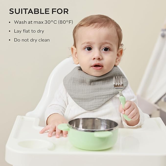 JELLYMONI 10 Pack Muslin Drool Bibs for Babies - Soft Adjustable Bandana Bib with Snaps, Absorbent Unisex Teething Bib for Newborn Girls & Boys