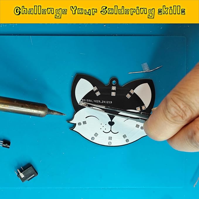 2 PCS Soldering Learning Kit, ICSTATION Fox and Bear Keychain Soldering Project with SMD LED Flashing Lights Cute Halloween Present Soldering Practice Kit for Diyers Student Teaching and Learning