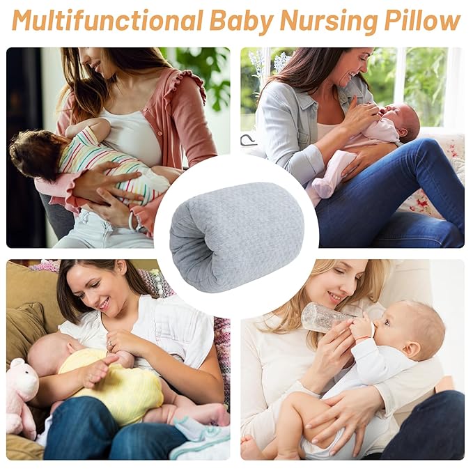 KAKIBLIN Baby Feeding Arm Pillow,Baby Nursing Arm Breastfeeding Pillows Support for Newborn Mom and Babies,Portable and Washable,Ergonomic Nursing Essentials, Travel Pillows for Newborn (Dark Gray)