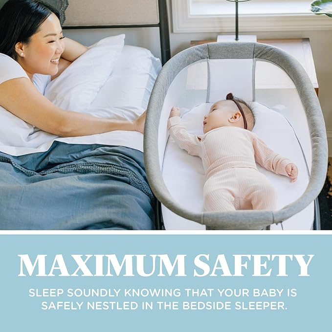 Baby Delight Beside Me Nova | Bedside Bassinet | Removable and Portable Bed | for Infants 0 – 5 Months | Charcoal Tweed