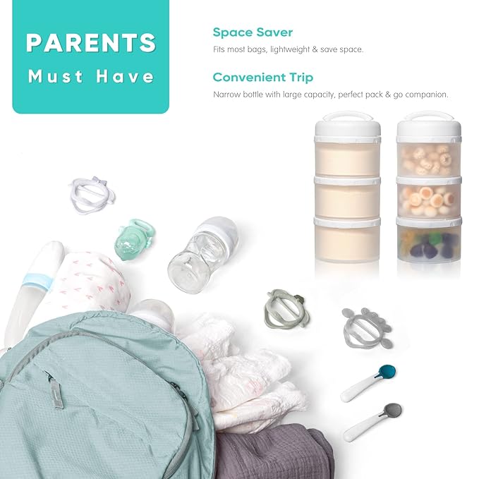 Termichy Stackable Formula Dispenser Portable Milk Powder Container, 2 Pack, White