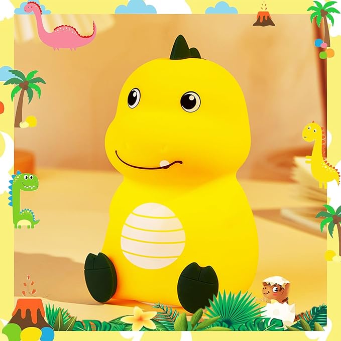 Night Light for Kids Cute Dinosaur Night Light,16 Colors Silicone Dimmable Baby Night Lights for Nursery, Rechargeable Nightlight for Kids Room,Gifts Stuff for Boys Girls Baby,Toddler Decor