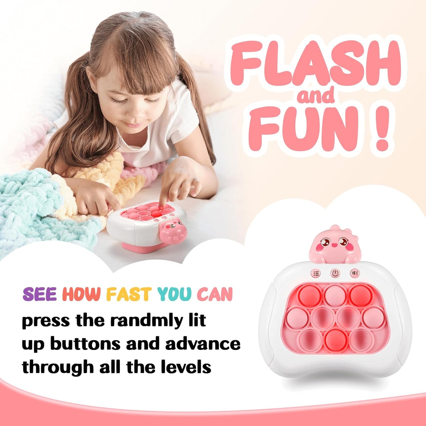 Push Game Console, Handheld Game for Kids 6-8 Years Old, Push Game, Bubble Pressure Glow Game, Autism Sensory Toy, Birthday Gift for Boys, Girls, Teens 8-12 Years Old…