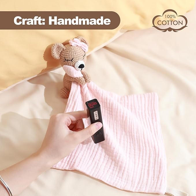 Baby Doll Blankets & Plush Teddy Bear Rattle - Perfect Newborn Girl Essential, Crochet Baby Rattles, Security Blanket, and Sleeping Toys for Babies