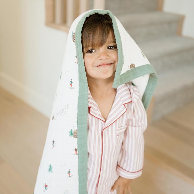 Little Unicorn Newborn Receiving Quilt | Ultra- Soft, Multi-Layered Muslin Fabric | Gift for Newborns & on-The-go (Powder Party)