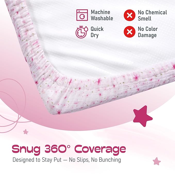 100% Muslin Changing Pad Cover Ultra Soft, Breathable, Secure Fit, Fade-Resistant Prints for Boys and Girls (Pack 2)