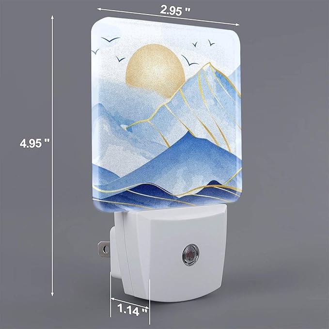 Led Night Light, Mountains Sunrise Decorative Plug in Nightlights,with Smart Auto Dusk to Dawn Night Light for Bedroom, Kitchen, Nursery, Bathroom