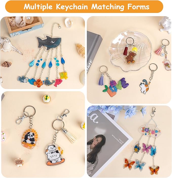 Csyidio 251 PCS Shrink Dink Keychain Kit Includes 20 Sheets Shrink Plastic Sheets, Hole Punch, Tassels, Lobster Clasps, Keychain Clip, Jump Rings, Key Ring, Great for DIY Mother's Day Crafts
