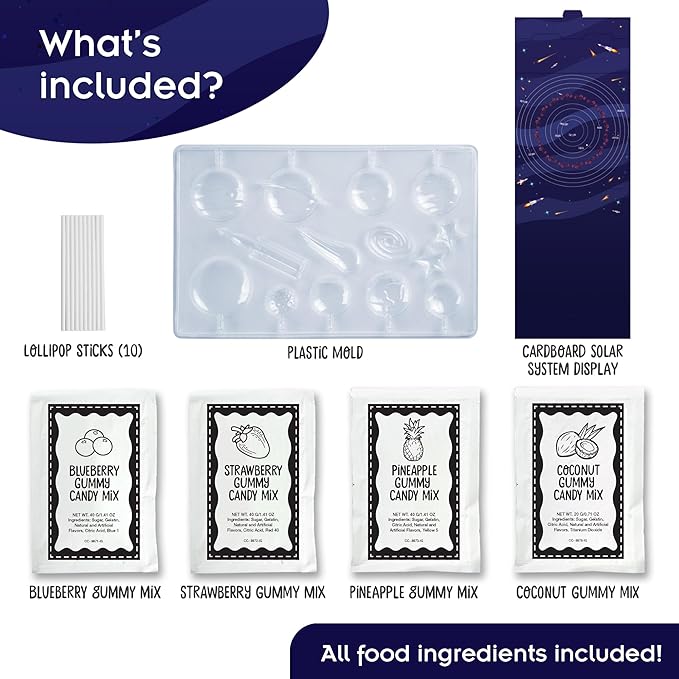 Thames & Kosmos Space Gummy Candy Lab | Tasty Labs STEM Experiment Kit, Make Space-Themed Gummy Pops & Candies, Explore Chemistry in Cooking, Safe to Eat, Made in USA, Food Ingredients Included
