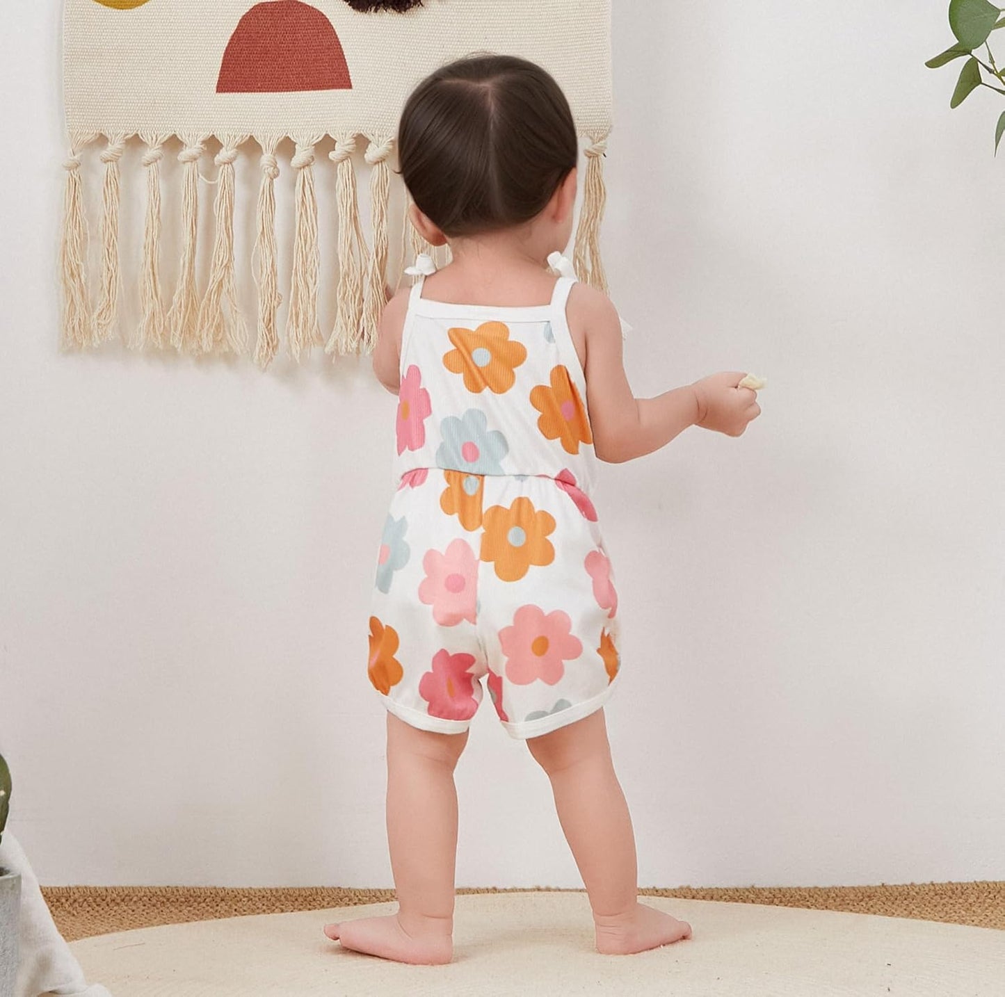 WZTYYDS Toddler Baby Girl Summer Clothes Floral Romper Tie-Up Strap Halter Jumpsuit Infant Summer Sling Playsuit 6M-3T
