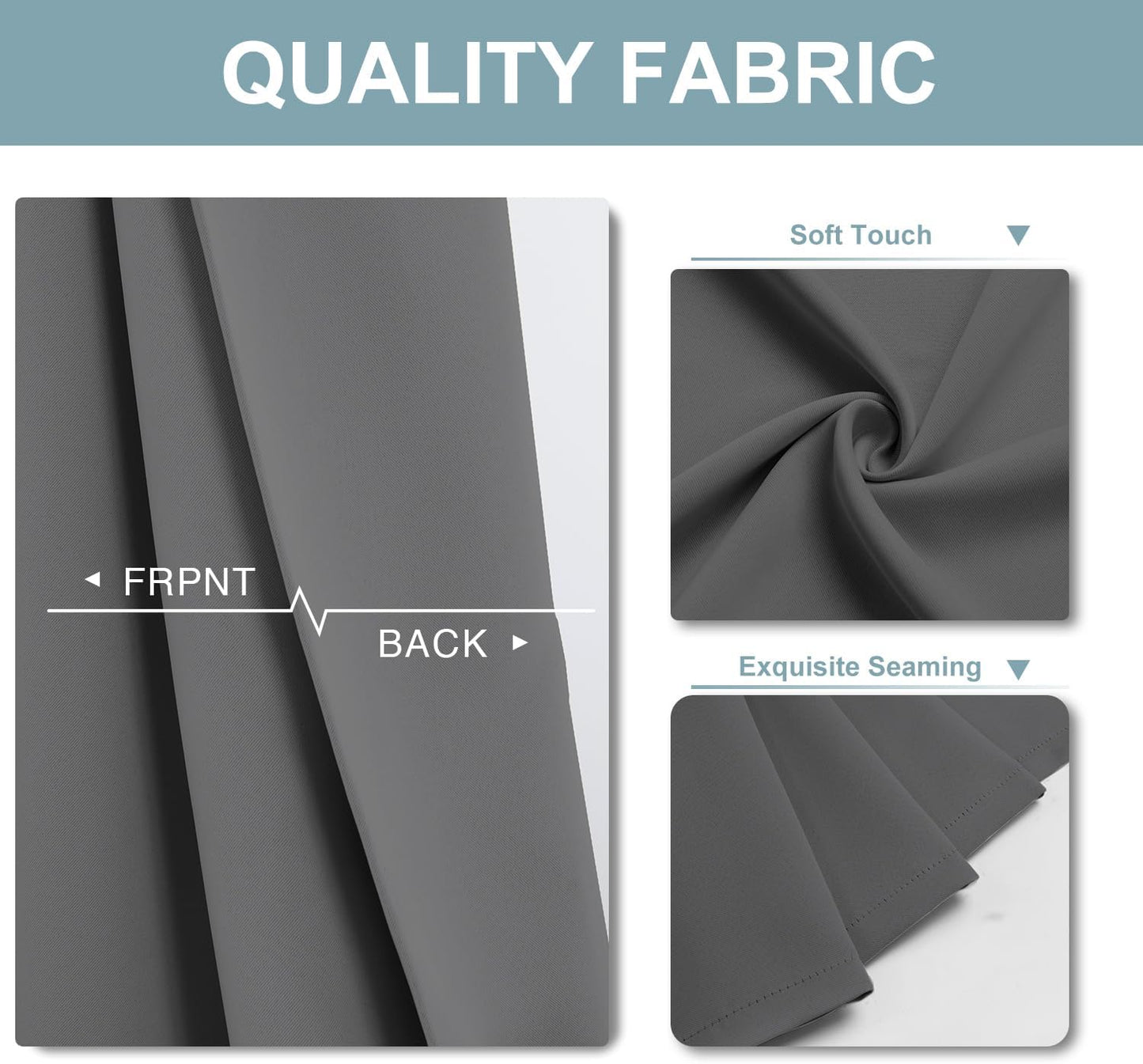 ChrisDowa Blackout Curtains 48 inches Long for Bedroom - 2 Panels Set Grommet Thermal Insulated Room Darkening Curtains for Living Room (Grey, 42 x 48 Inch)