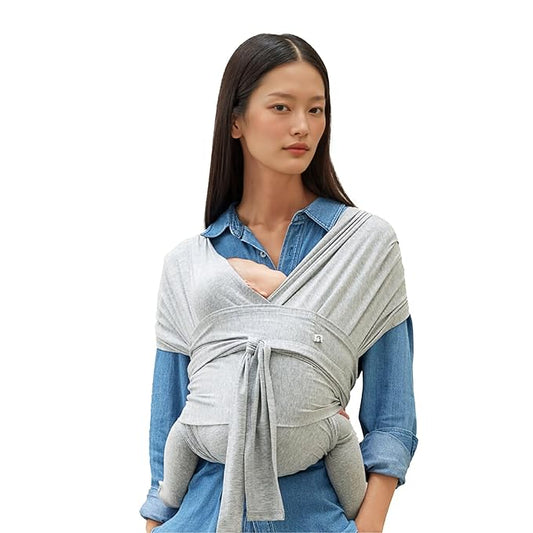 Konny Baby Carrier FLEX SoftBreeze with Head Support - Adjustable, Easy to Wear Baby Wrap Sling, Perfect for Newborn Babies Essentials up to 44 lbs (M-4XL) - Melange Grey