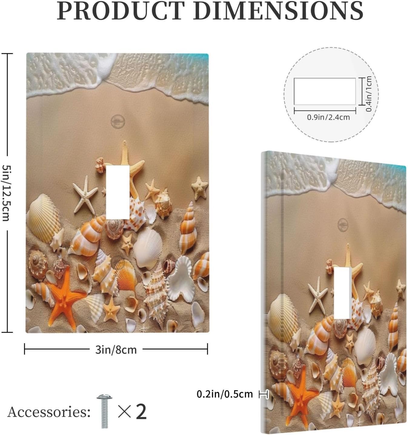 Decorative Switch Covers Plate Beachy Sea Ocean Seashell Starfish 1 Gang Wall Plate Unique Single Toggle Wall Cover Plate Jumbo Electrical Light Switch Plate Faceplate for Bedroom Home Decor