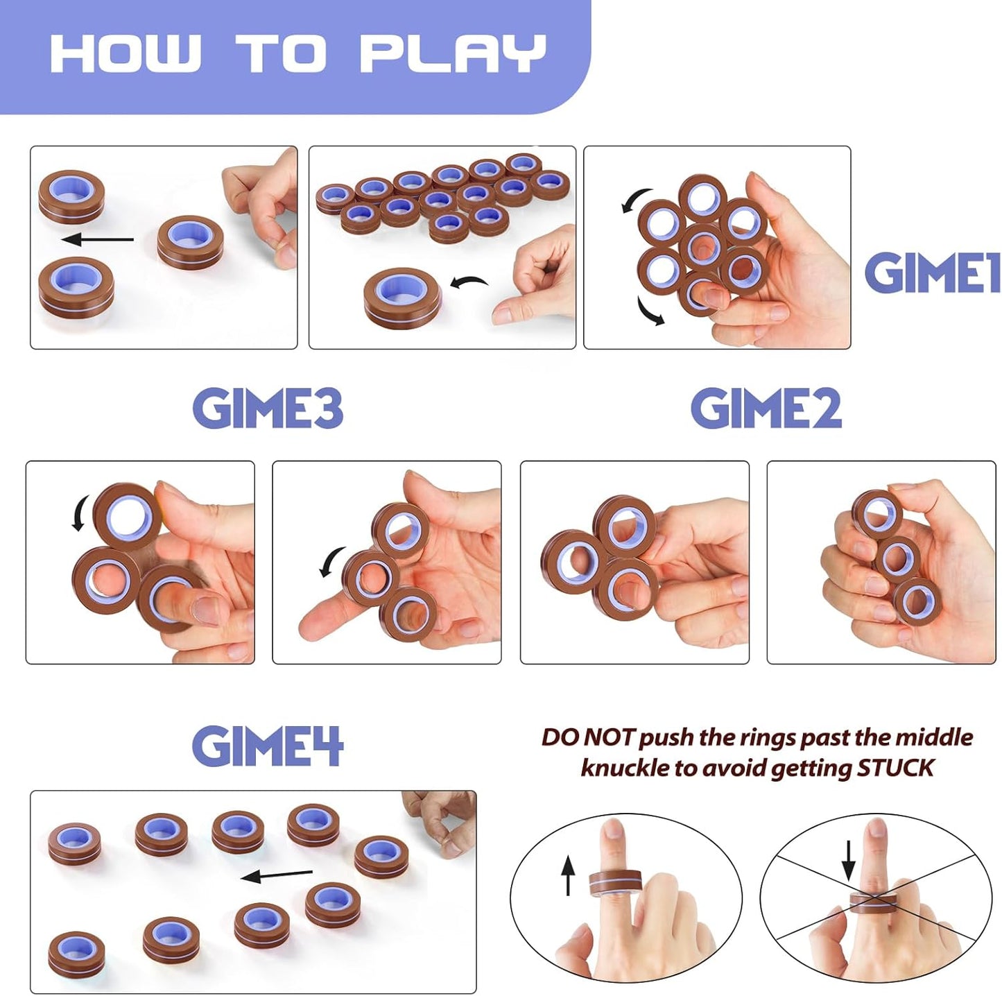 Magnetic Rings Fidget Toys Set for Adults, Idea ADHD Fidget Stress Spinner Rings for Anxiety Relief Therapy Decompression Toys Pack,Great Gifts for 8 9 10 11 12 13+ Year Old Boy Girl Teen