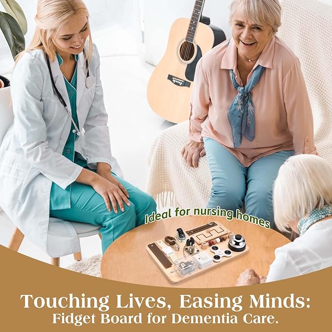 Dementia Activities for Seniors-Fidget Busy Board-Alzheimers Products for Elderly-Memory Games for Autism Adult-Dementia Gadgets-Sensory ADHD Toys-Anxiety Relief Items-Gift for Seniors