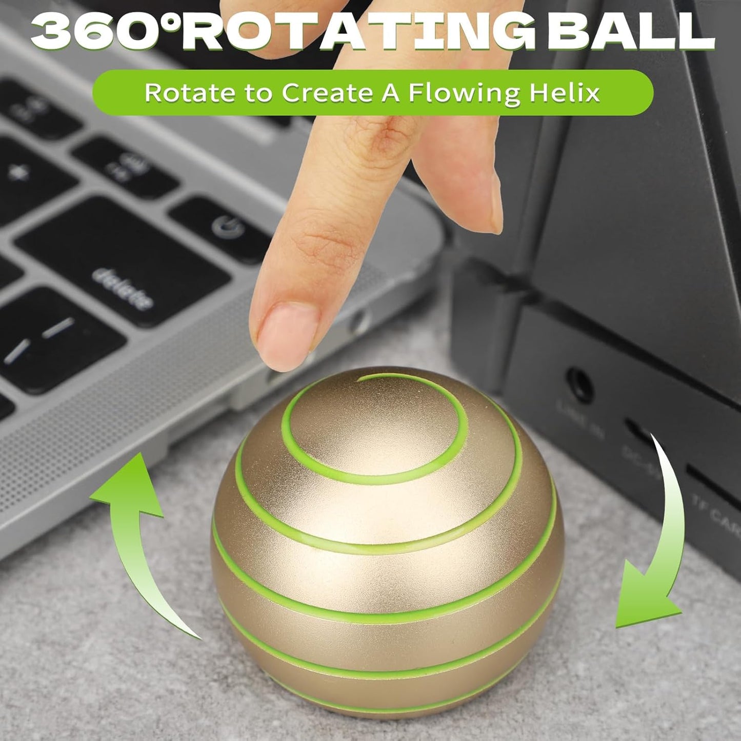 Luminous Desk Spinning Toys for Kids Adults, Metal Kinetic Stress Ball, Optical Illusion Fidget Spinner, Glow in The Dark Fingertip for Office Classroom, Stress Relief Anti Anxiety Birthday Gifts