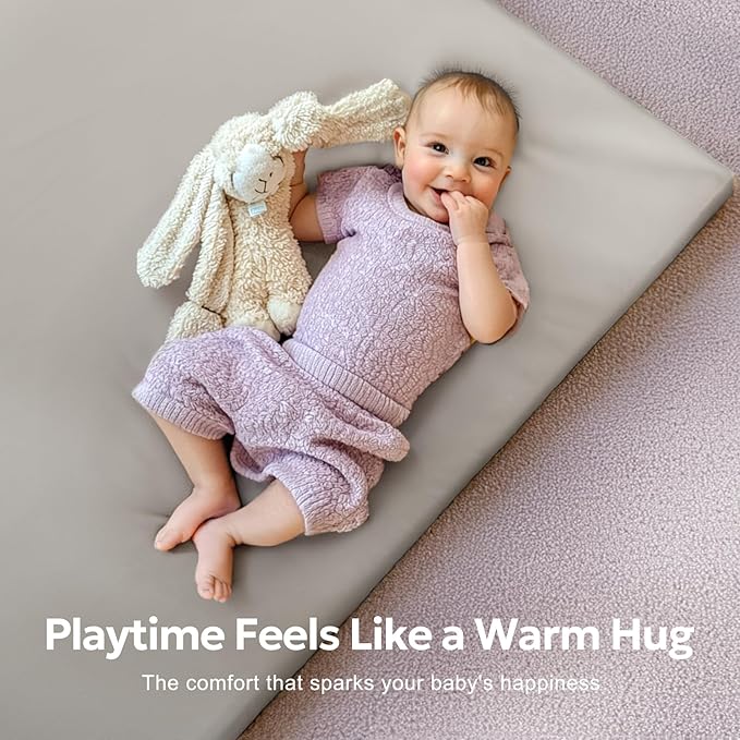 Mallify Vegan Leather Baby Play Mat, 50x50 Thick & Waterproof Foam Playpen Mat for Babies and Toddlers, Non-Toxic Baby Play mats for Floor, Gray