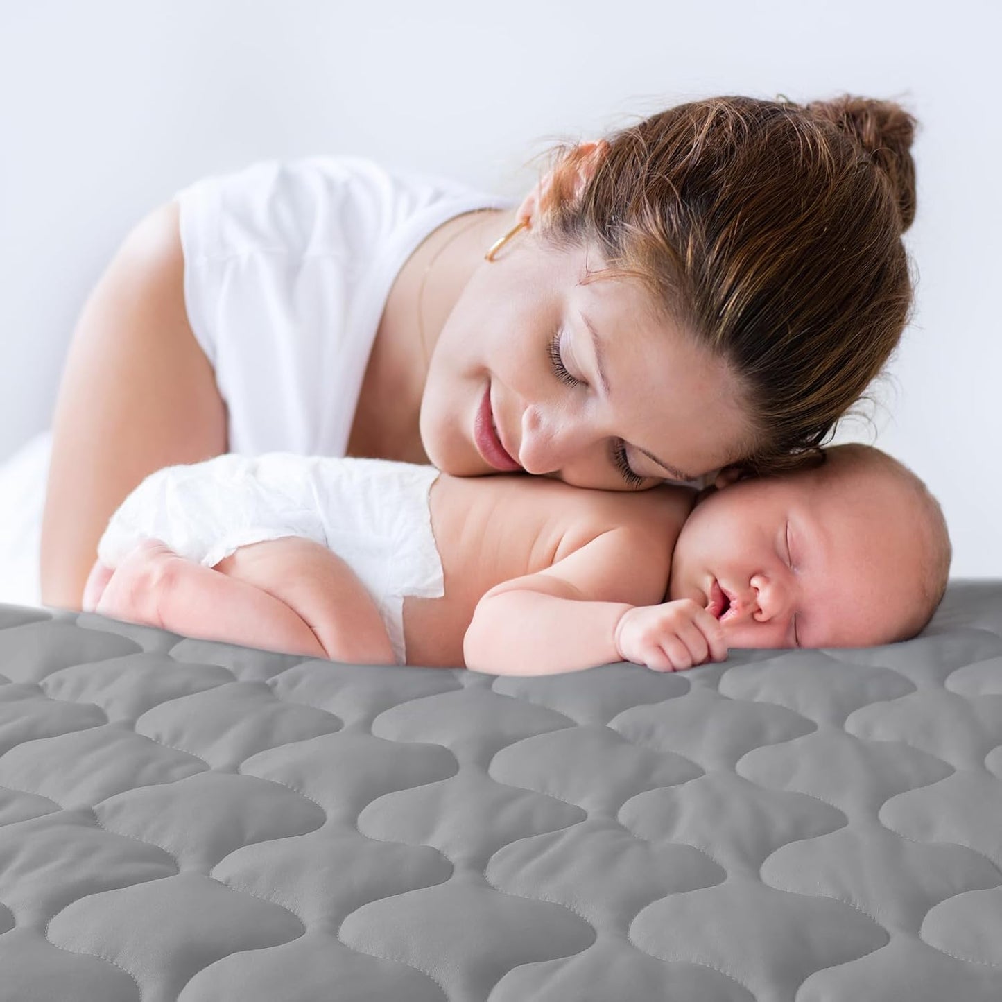 Yoofoss Waterproof Pack and Play Mattress Protector, Quilted Pack and Play Mattress Pad Cover Soft and Breathable, Playpen/Playard Mattress Sheet for Standard Pack n Play Size 39''x27'' - Dark Grey